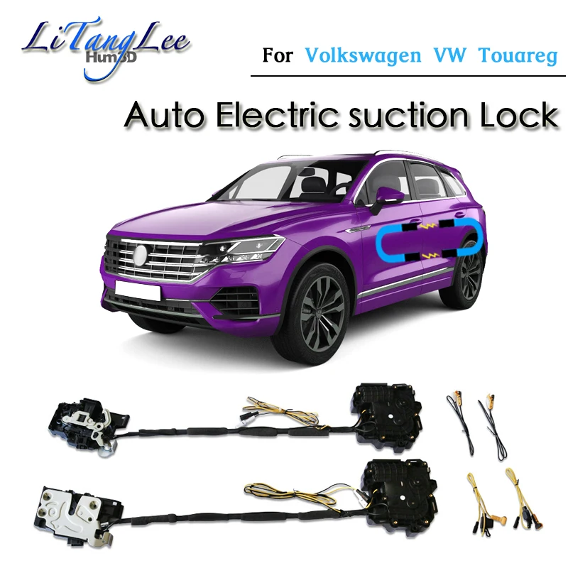 Car Soft Close Door Latch Pass Lock Actuator Electric Absorption Suction Silence Closer For Volkswagen VW Touareg 2014~2020