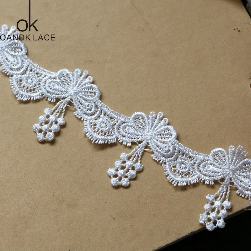 2 Yards High quality Water Soluble Lace Trim Braid Lace DIY Garment Accessories Embroidery Fabric Lace Trims