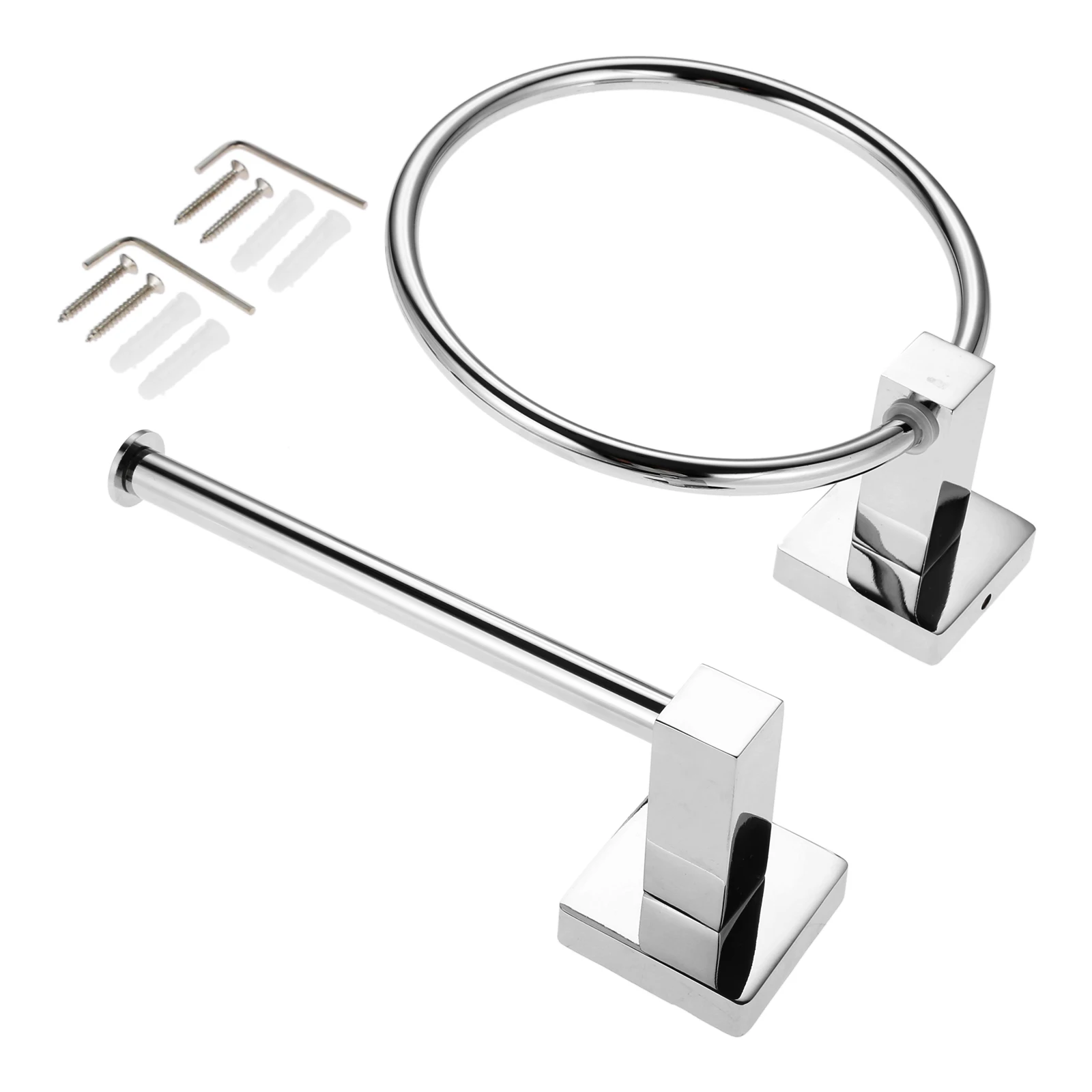 Bathroom Towel Ring and Toilet Roll Holder 304 Stainless Steel Toilet Wall Mount Round Holder