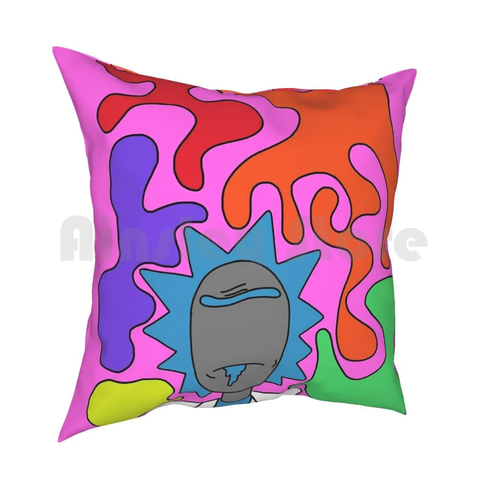 Rick Rainbow Pillow Case Printed Home Soft DIY Pillow cover Cartoon Tv Show Pickle Rick Savannas Artwork Green Red Blue