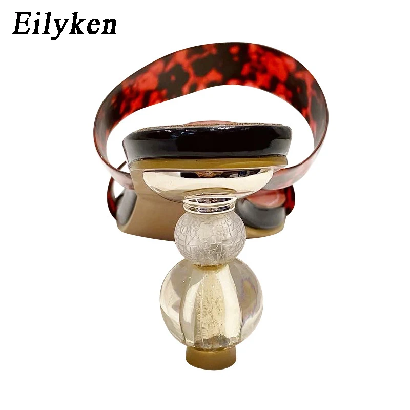 Eilyken 2024 New Summer Square Toe Ladies Slippers PVC Transparent Crystal Strange Style Clear Heel Women Leopard Grain Slides