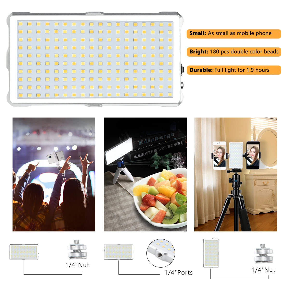 LEDフォトライトキット,12W,3200-5600K,4040mAh,液晶画面,コールドシューズ,ライブビデオ,ストリーミング