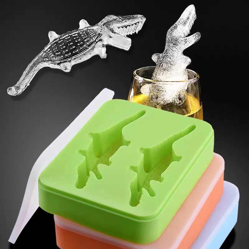 Novel and Funny Toy 3D Crocodile Silicone Model Beverage Ice Making DIY Chocolate Mold Ice Mold for Creative Personalized Bar