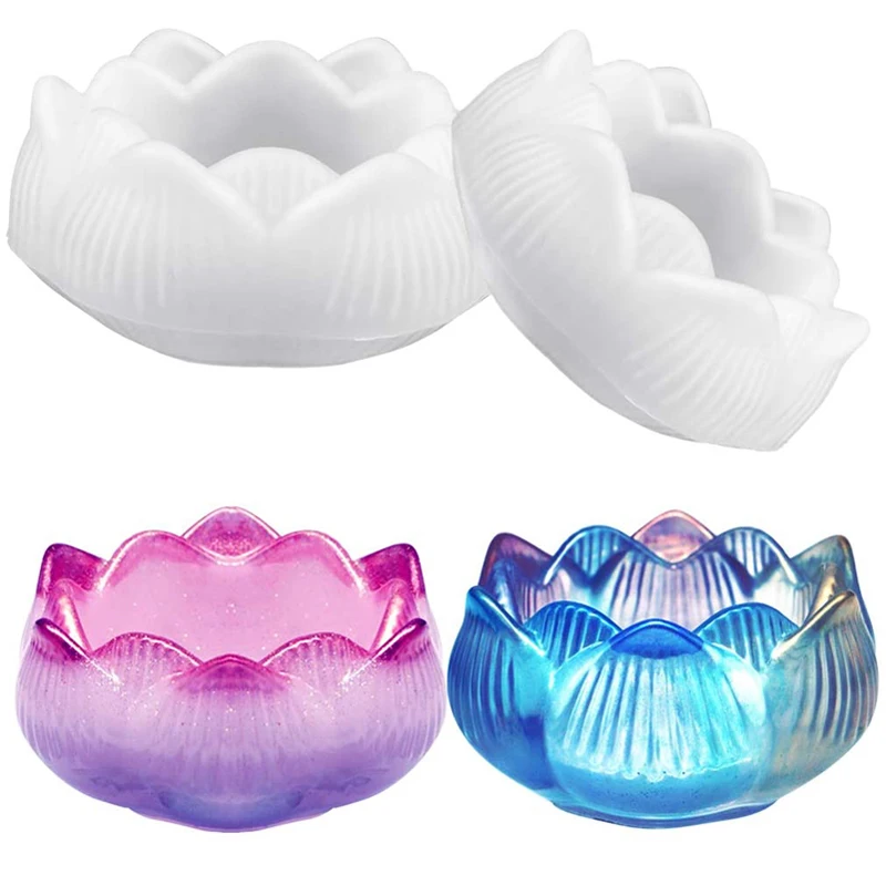 Moldes de resina epóxi de flor de lótus bamala, formas para diy, caixa de armazenamento de joias, vaso de flores, presentes de natal