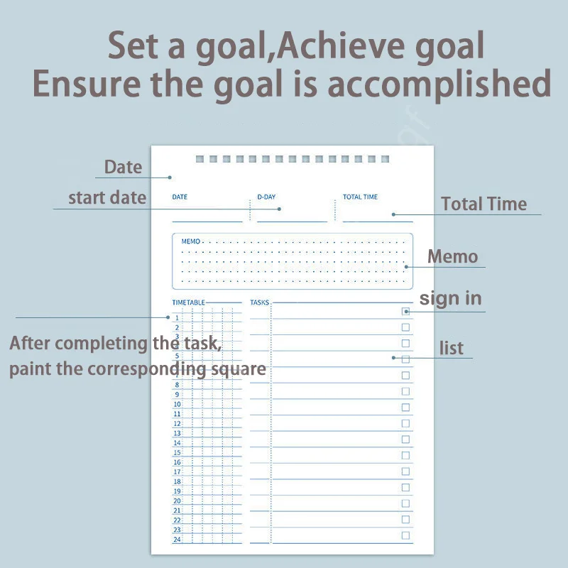 Goals Notebooks A5 And Journals,Spiral Notepads Agenda 2025 Timetable Diary Tracker Goal Setting Dream Planner PP Schedule Book