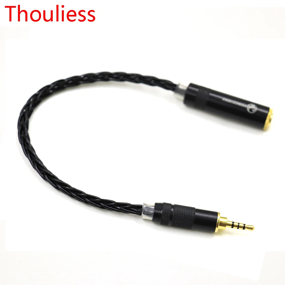 Thouliess DIY 7N Silver Plated 2.5mm TRRS Balanced Male to 3.5mm 3pin Stereo Female Audio Adapter Cable 2.5 to 3.5 Connector