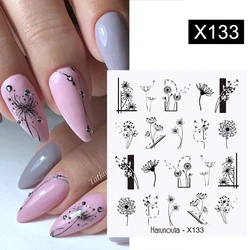 Harunouta Geometric Flower Vine Water Nail Stickers Blossoms Transfer Decals Spring Gel Polish Sliders Nail Art Decor