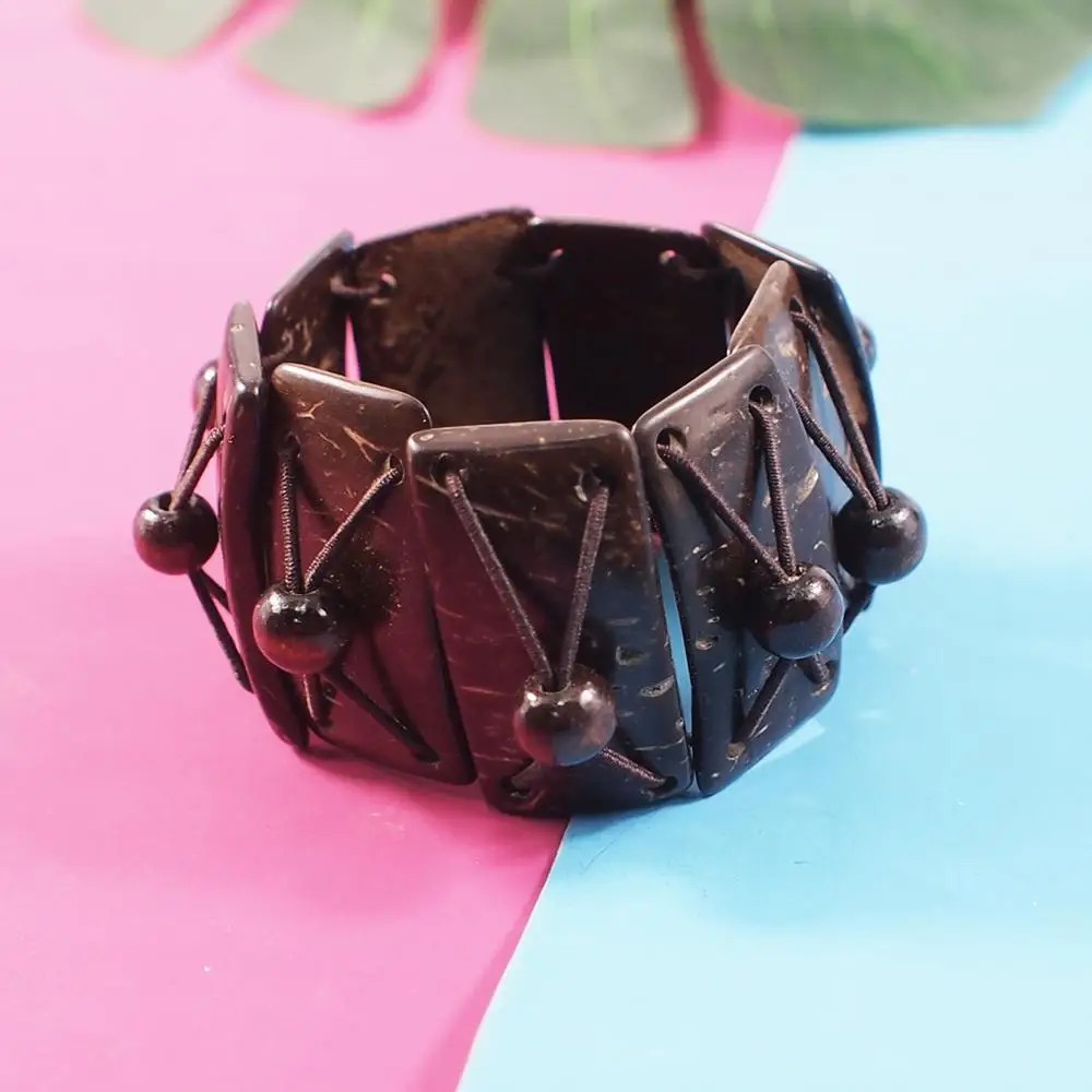 Bohemian Geometric Bracelets For Women Handmade Wood Bracelet Bangle Fashion Ethnic Jewelry Ladies Gift UKEN