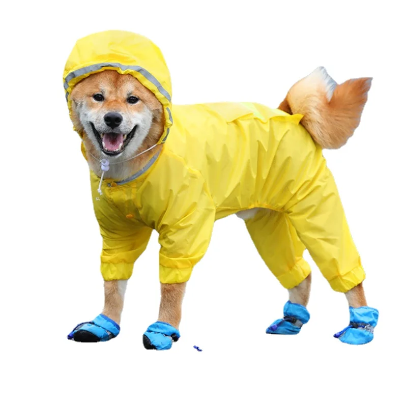 

Big Dog Raincoat Golden Retriever Poncho Shiba Inu Corgi Labrador Medium Large Pet Dog Supplies All Inclusive Clothes Four Feet