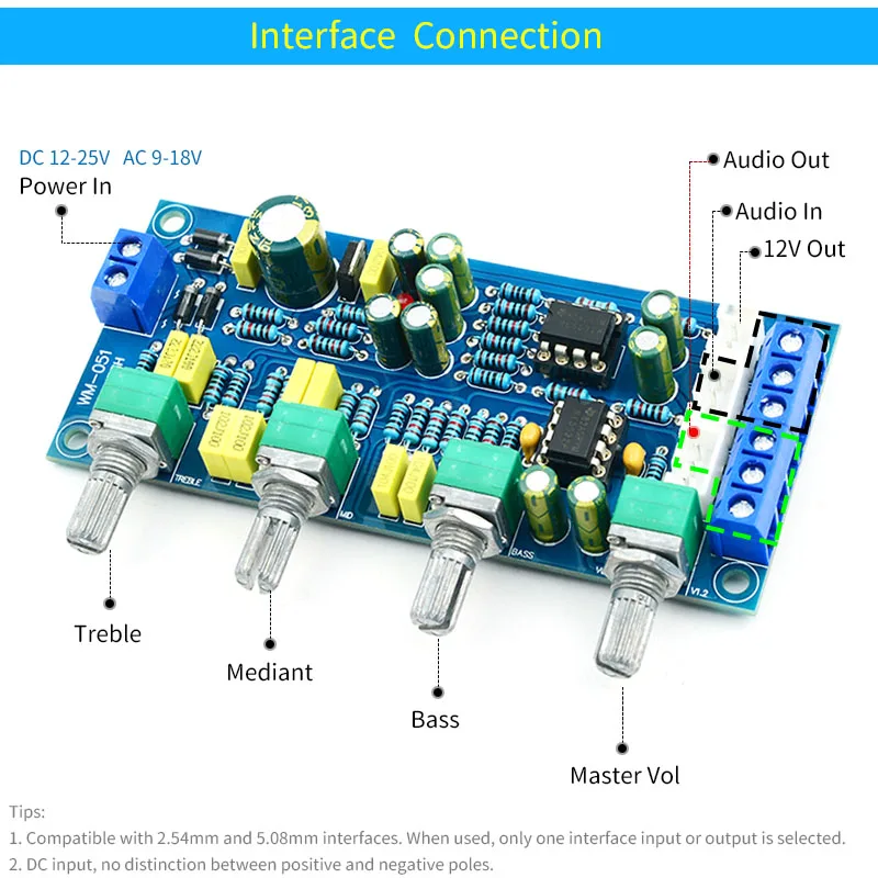 Mini Preamplificatore Audio Stereo NE5532 Con Controllo Basso/Alto E Volume – Ingresso/Uscita RCA E 3.5mm - 2