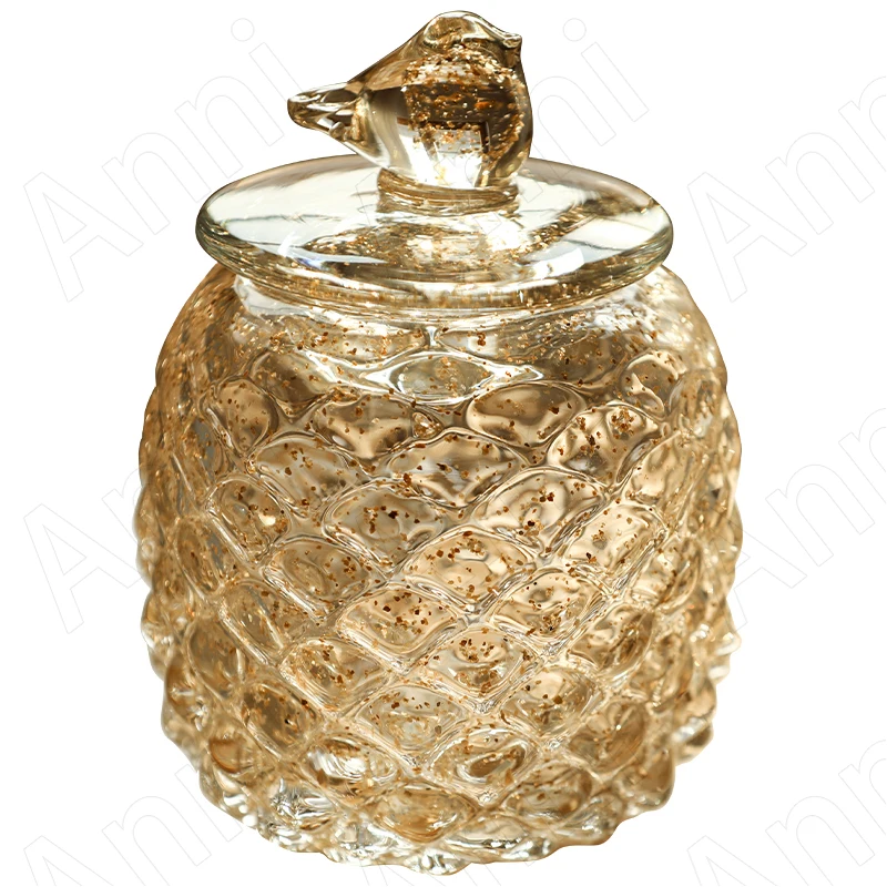 

Creativity Birds Sealed Crystal Glass Bottle American Pastoral Embossed Craft Amber Transparent Candy Snack Storage Jar with Lid
