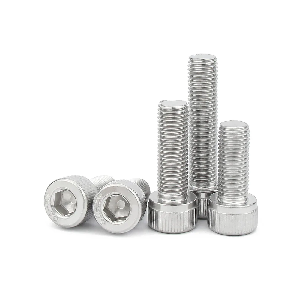 1/20pcs M3 M4 M5 M6 M8 M10 M12 304 Stainless Steel A2-70 Fine Thread Pitch Hexgonal Hex Socket Round Cap Head Screw Allen Bolt