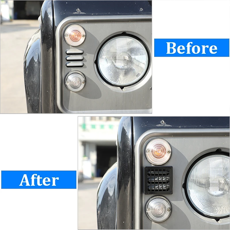 For Land Rover Defender 90 110 130 2004-2019 Stainless Black Car Headlight Dashboard Side Air Outlet Cover Trim Auto Accessories