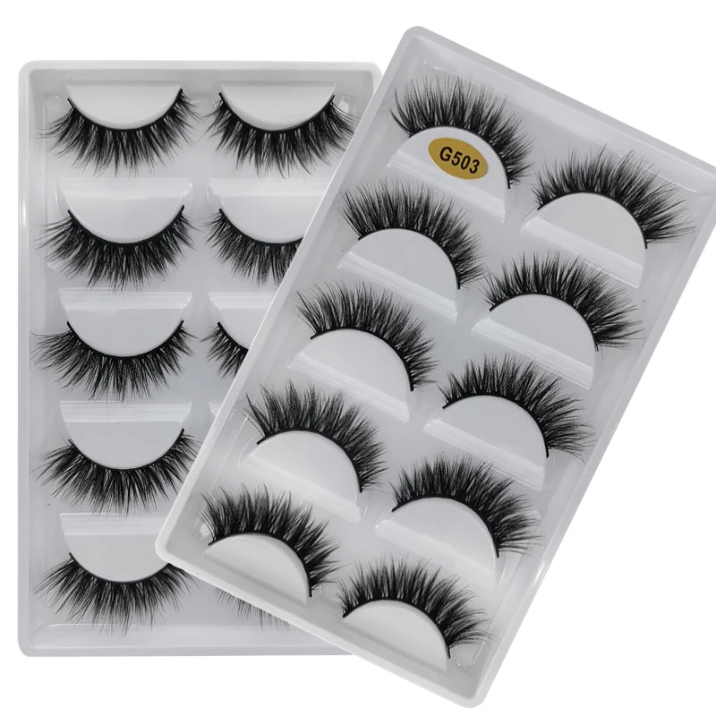 5 pares Multipack 3D pelo de visón suave pestañas postizas hechas a mano pestañas largas y esponjosas herramientas de maquillaje de ojos naturales pestañas postizas