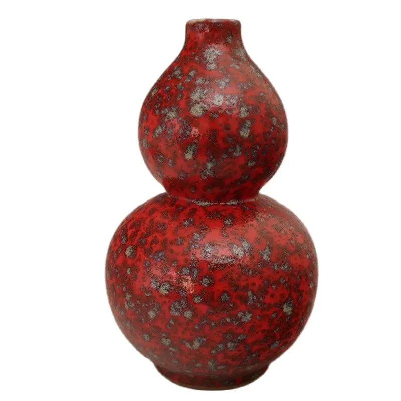 Chinese Old Porcelain Kiln Color-changing Red Glazed Gourd Gottle Vases