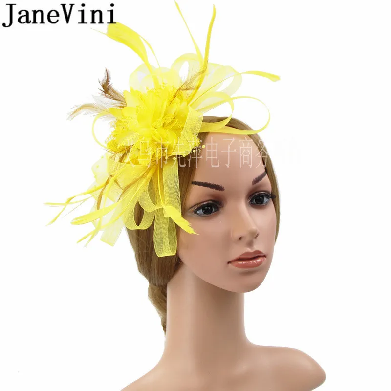 Janevini penas verdes chapéus de casamento e fascinadores chapéu para casamento hairband nupcial festa fascinator chapéu traje acessório 2020