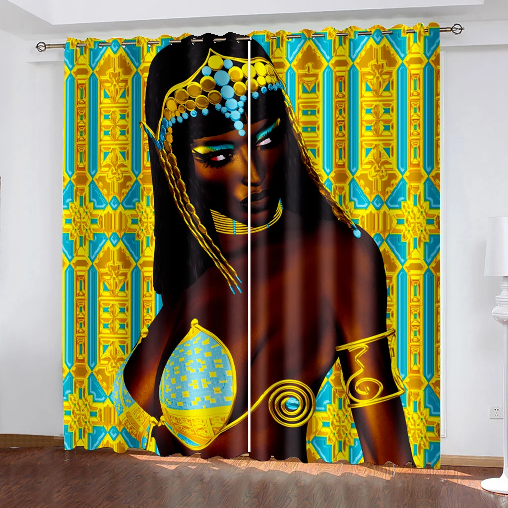 

African Ancient Blackout Curtains Retro Egyptian Kids Teens Bedroom Window Curtain Decor Living Room Drapes(2Panels)Cortinaカーテン