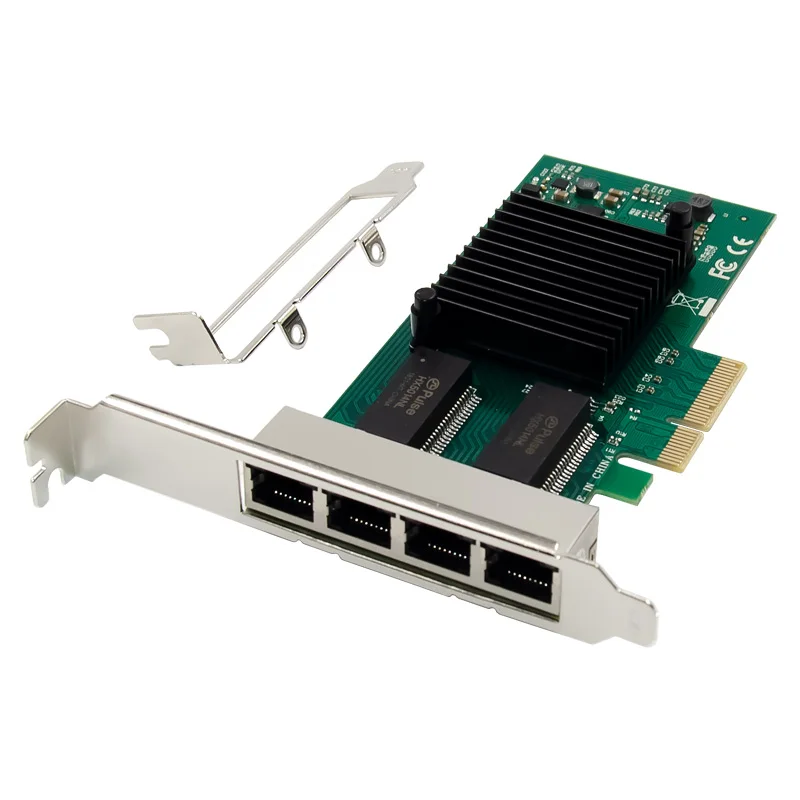 

chip Intel I350AM4 Quad-Port Gigabit Ethernet PCI-E X4 Lan Adapter Network Card PCIe 1000M RJ45 LAN card