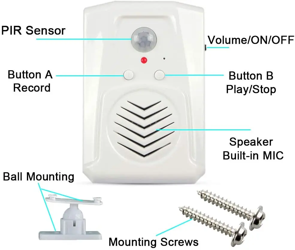 Audio Downloadable Mini PIR Motion Sensor Activated Music Sound Player Loudspeaker for Safety Voice Reminder