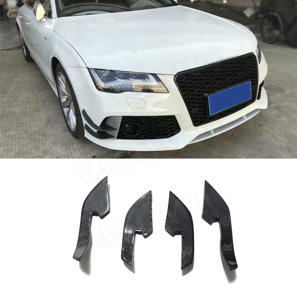 

Carbon Fiber Front Bumper Side Splitters Trim Stickers For Audi A6 RS6 2013-2016 RS7 2012-2015 Fins Shark Style Decoration