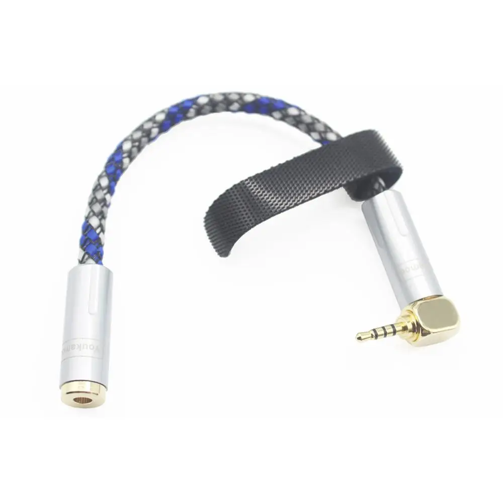 [ 2.5mm Right Angle ] 2.5mm Male to 3.5mm Female 8 Core Silver Plated Headphone Earphone Audio Adapter Cable 2.5mm to 3.5mm