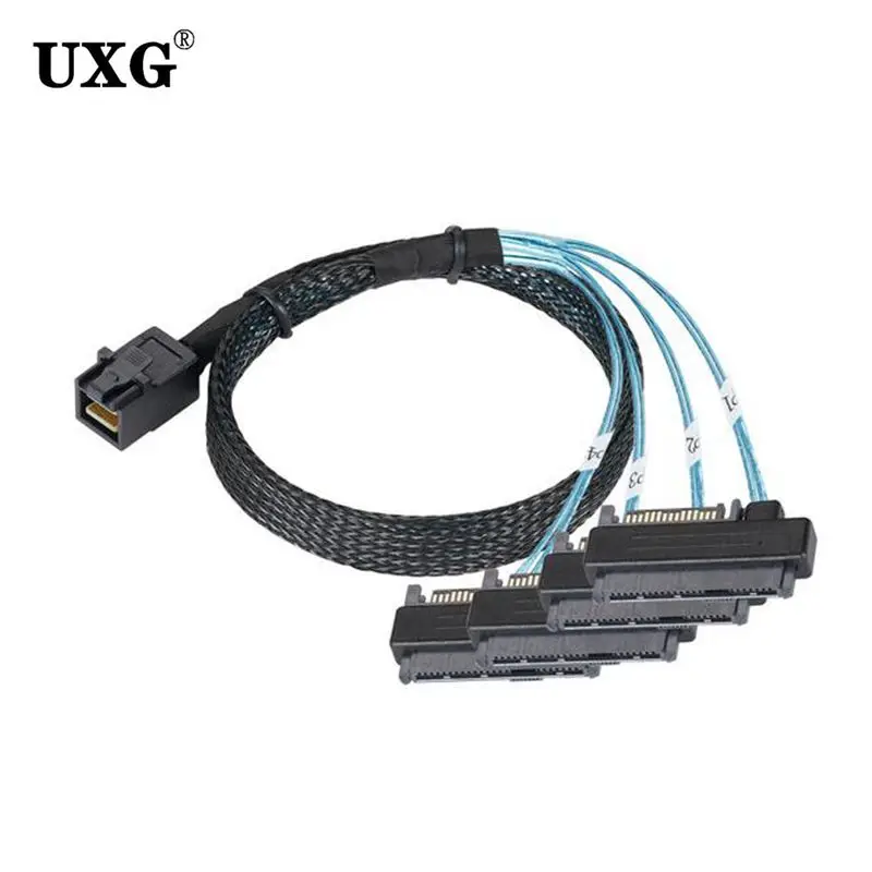 

SAS SATA Cable SFF-8643 To 4 SFF-8482 Internal Mini SAS HD To 4 SFF-8482 Connector With 15pin Power Port Hard Drive Splitter