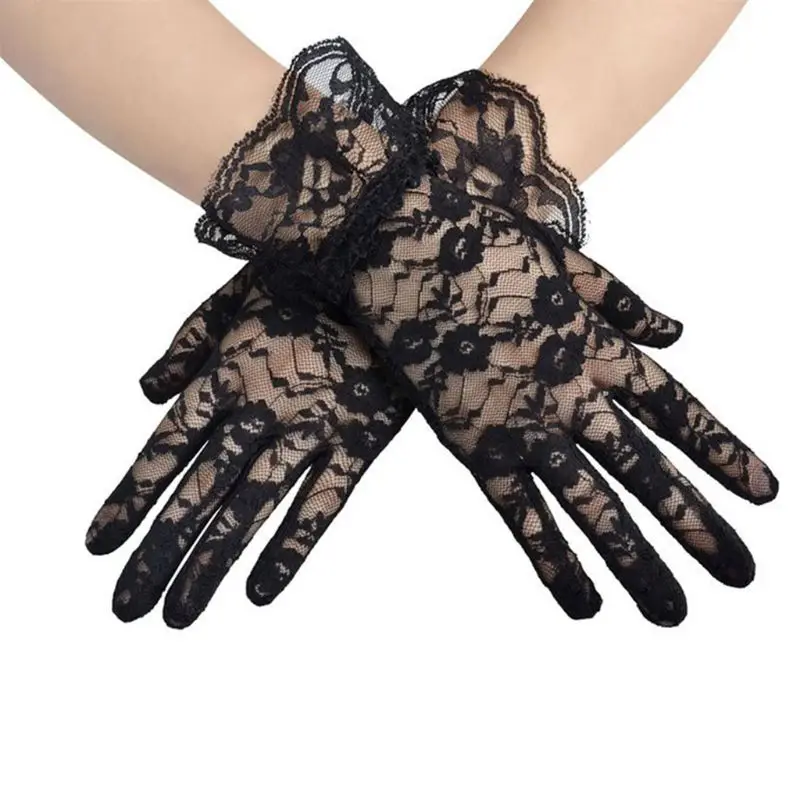 New Party Sexy Dressy Gloves Women High Quality Lace Gloves Paragraph Wedding Gloves  Mittens Accessories Full Finger Girls