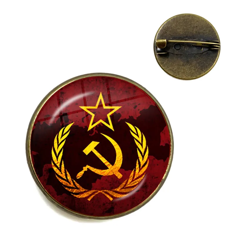 Vintage USSR Soviet Badges Sickle Hammer Brooches CCCP Russia Emblem Communism Sign Top Grade Collar Pins Badge Jewelry For Gift