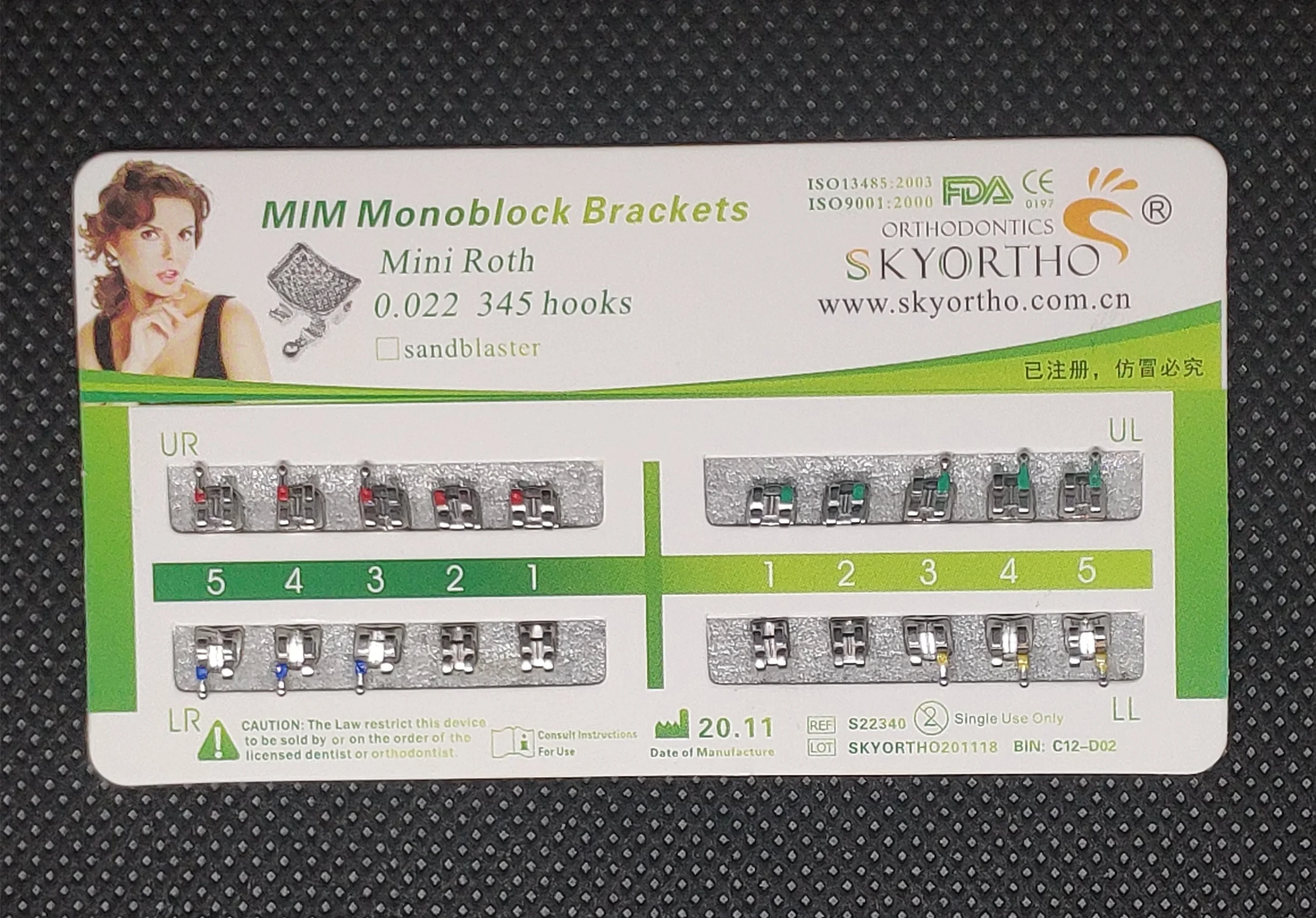 5 Packs Mini Roth 022 Slot 3 4 5 Hooks Dental Orthodontics Metal Brackets Mesh Base MIM Metal Ultrathin