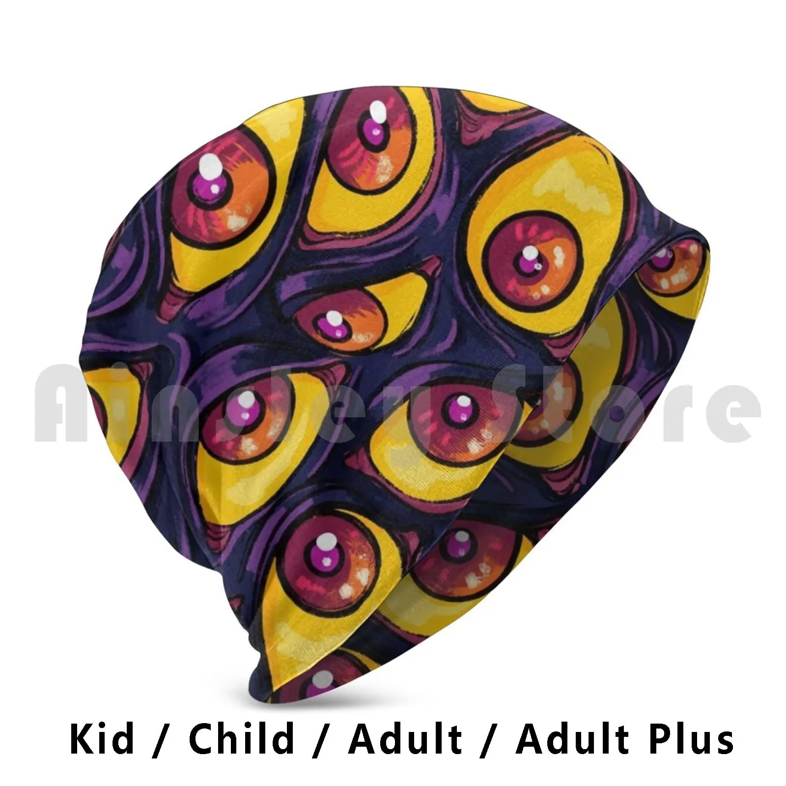 Wall Of Eyes In Dark Purple Beanies Knit Hat Hip Hop Horror Creepy Eyeballs Eyes Kawaii Creepy Cute Pastel