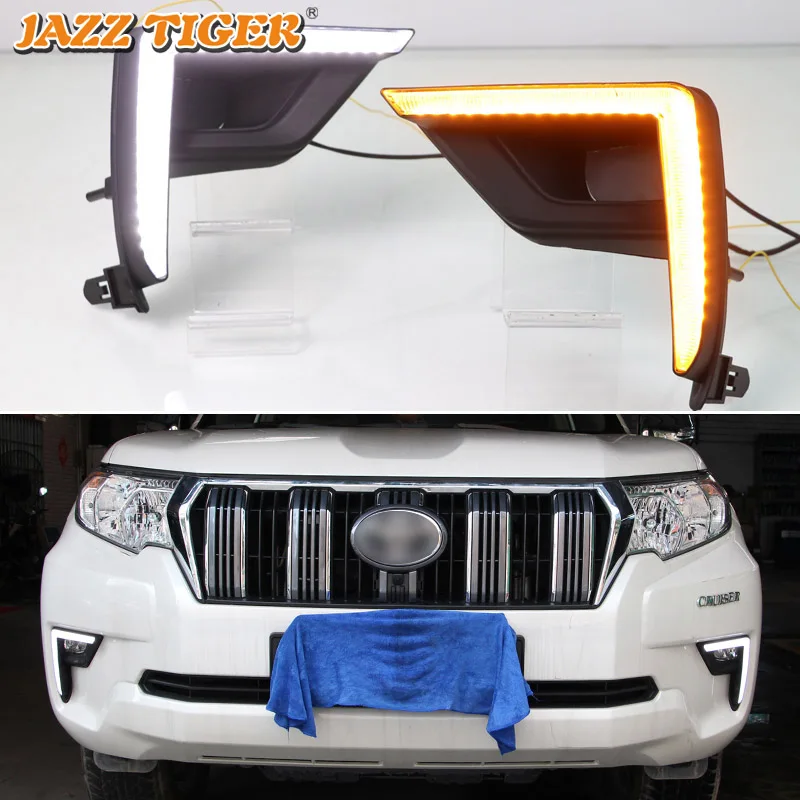 LED Daytime running lights For Toyota Prado 150 FJ150 LC150 2018 2019 Drl with turn signals for cars auto fog lights headlights