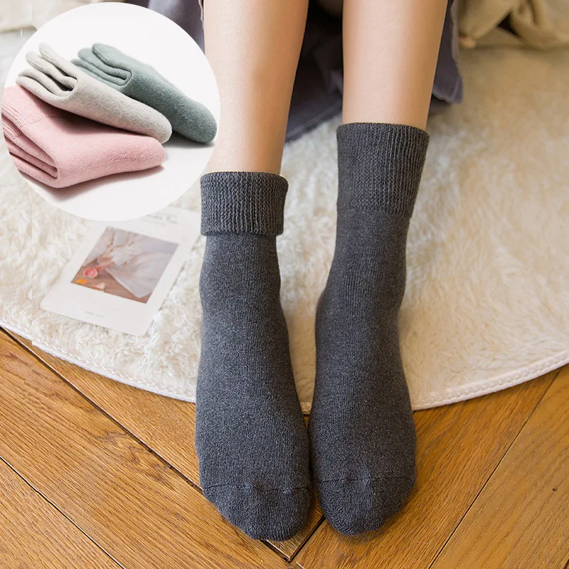 High Quality Thicken Cotton Thermal Winter Women Socks  terry Thick Soft  Floor Fluffy Solid Color Warm Socks Calcetines