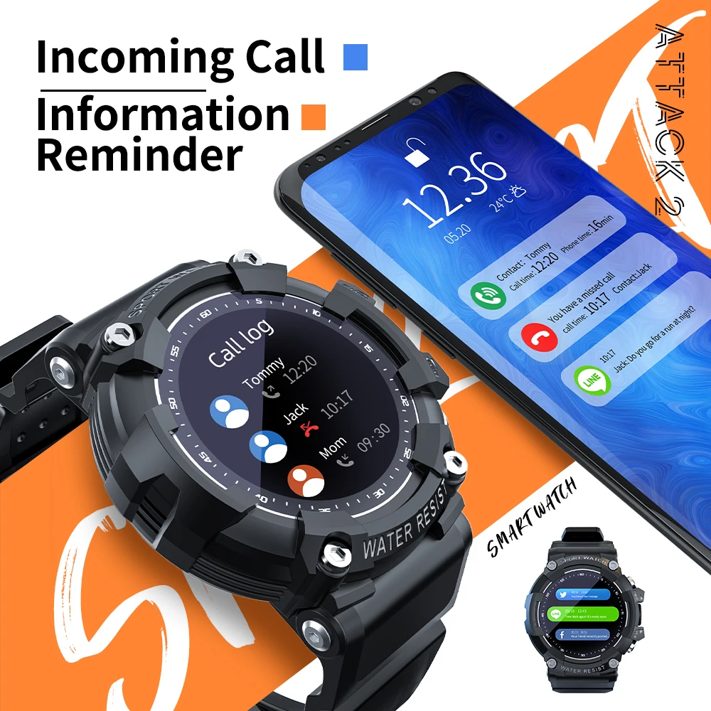 2021 LOKMAT ATTACK 2 Smart Watch Fitness Tracker Sports Bluetooth IP68 Waterproof Watches Heart Rate Tracker for Android IOS