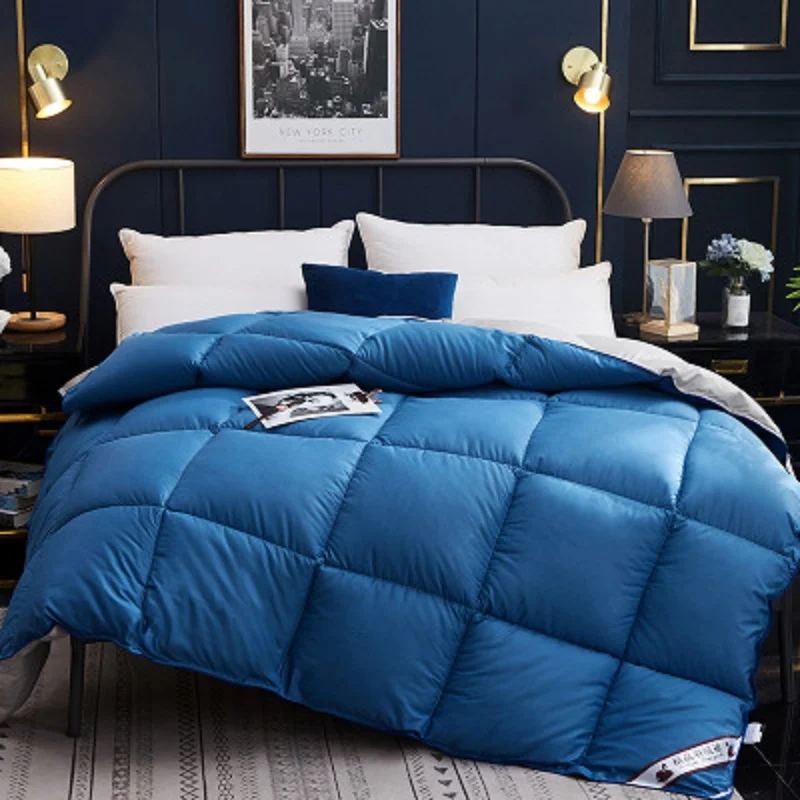 100% Goose Down Duvet Comforter Quilted Perfect Comfort Double Single Size Winter Thick Blanket Solid Color Bedclothes