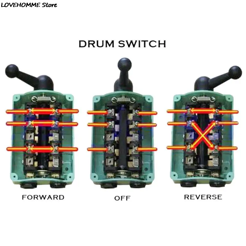 New 60 Amp Drum Switch Forward/Off/Reverse Motor Control Rain Proof Reversing 60A