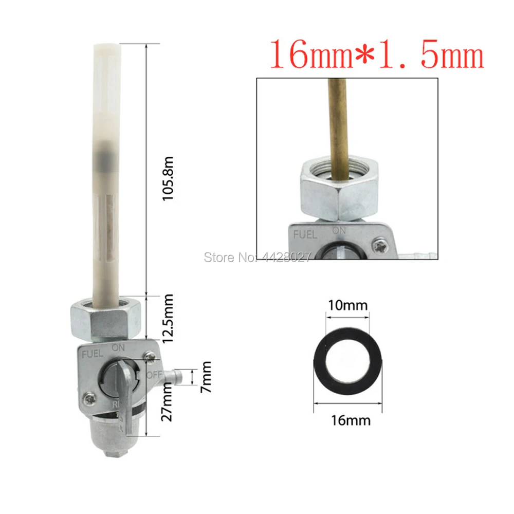 Fuel Gas Tank Petcock Valve Switch Thread 16mm x 1.5mm For Honda Motorcycles