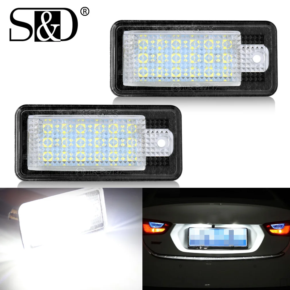 

2Pcs Xenon White License Plate Light For Audi A3 S3 A4 S4 B6 A6 S6 A8 S8 LED Light For License Number Plate Lamp Car Lights