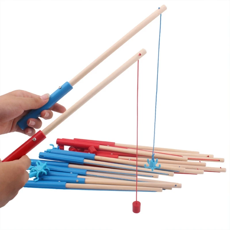 High Quality Wooden Magnetic Fishing Rod Toys For Kids Fishing Game Accessories