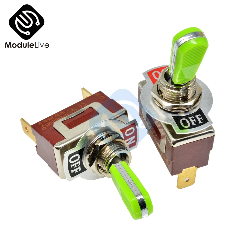 

E-TEN(C)1021 12mm Toggle Switch S Double Throw SPDT ON-OFF 250/16A 1/4 Inch Mounting 29*14.6MM 3Positions 2Pins
