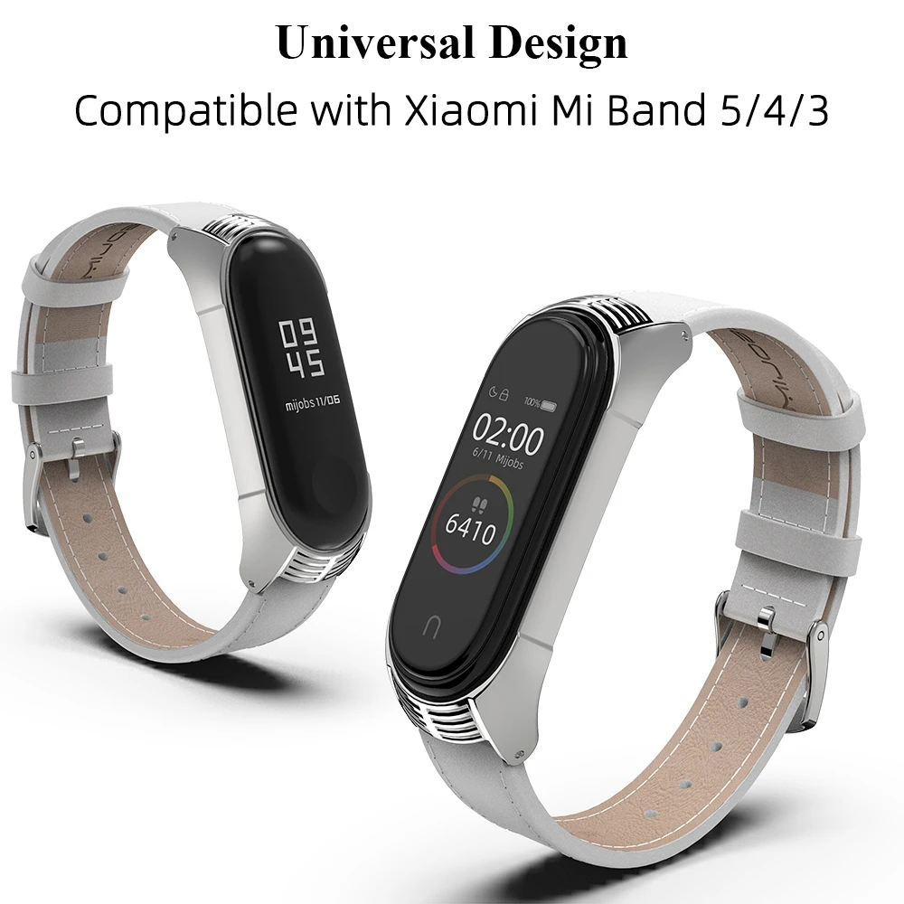 For Mi Band 5 Strap for Mi Band 4 Bracelet Genuine Leather Wristband Replacement for Xiaomi Miband 3 4 5 Wrist Belt Correa