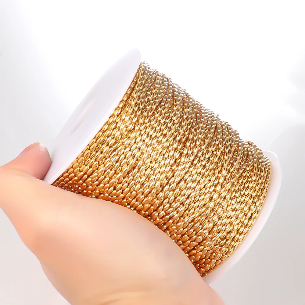 2 Meter Edelstahl-Perlenkette für Halsketten, DIY-Schmuckherstellung, Armband-Komponenten, Handarbeits-Zubehör – Detail 4