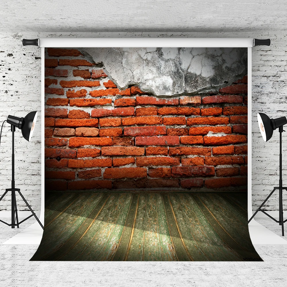 

VinylBDS 6.5X10FT Red Brick Damage Photography Background Children Studio Backdrop