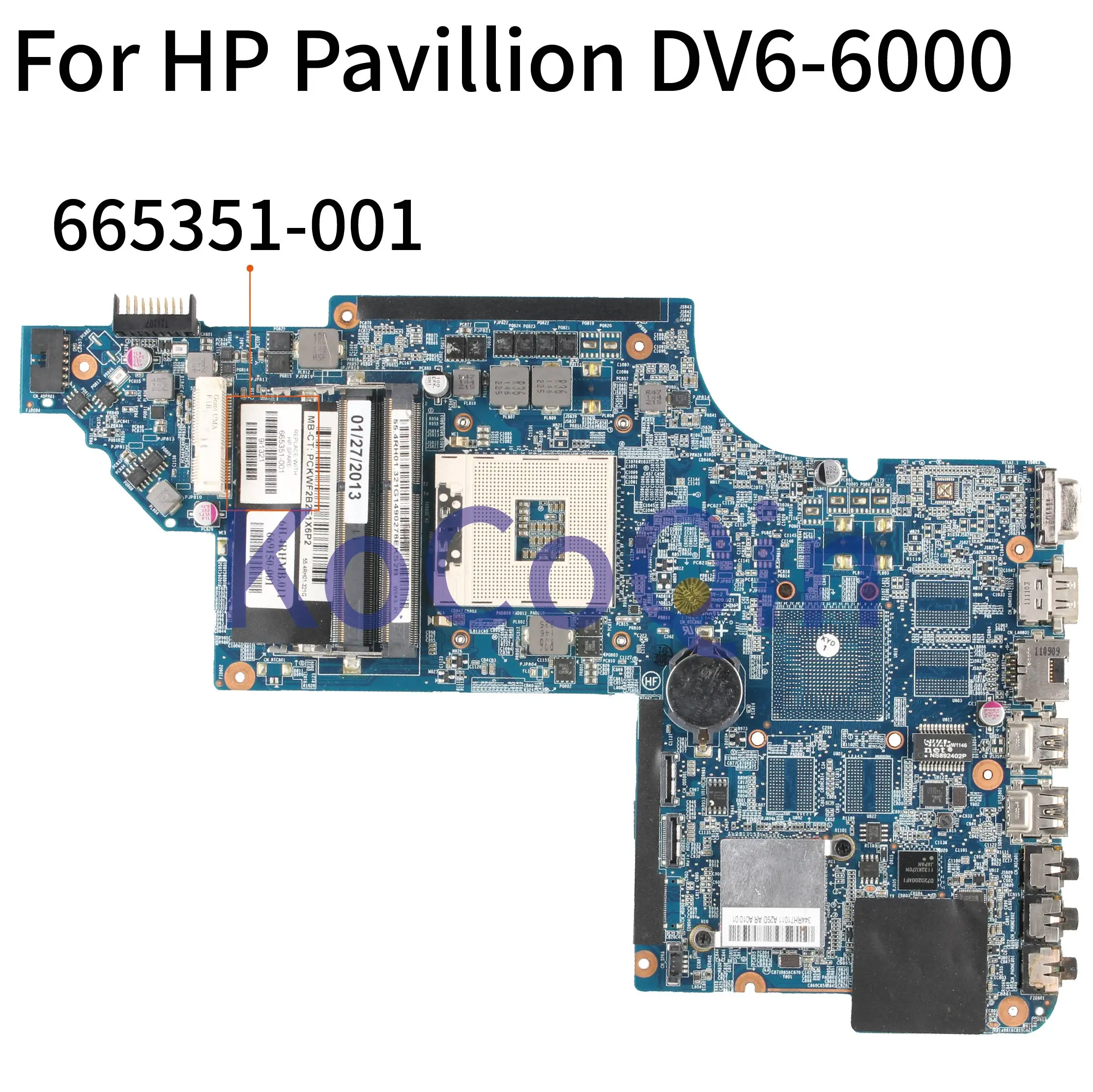 

KoCoQin laptop Motherboard For HP Pavillion DV6-6000 665351-001 669150-001 HM65 Mainboard