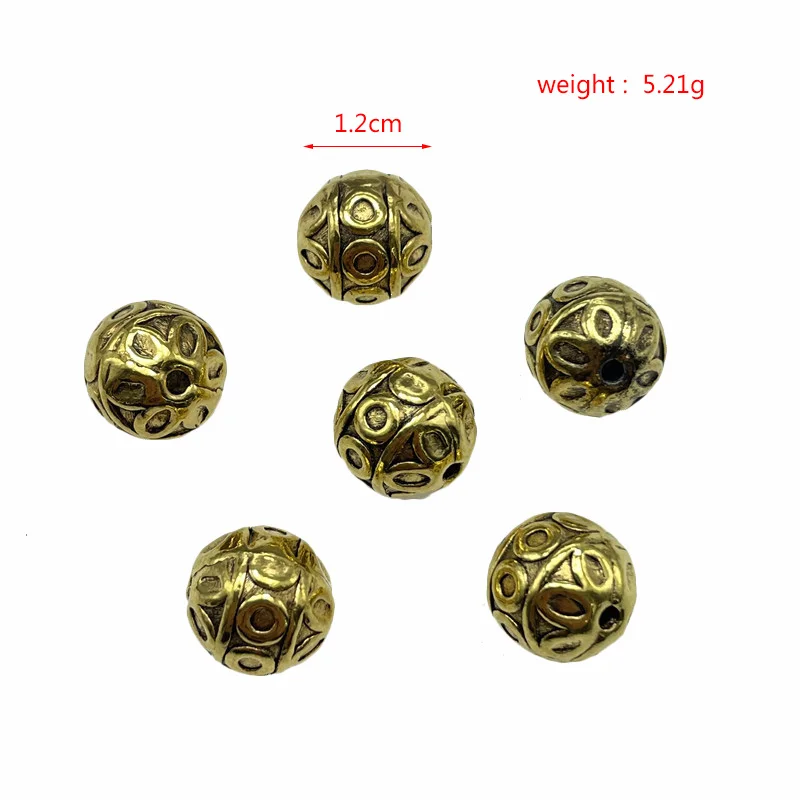 3 Models 12mm Alloy Retro Pattern Solid Spacer Beads DIY Production Of Ethnic Style High-End Jewelry Crafts Connector Accessorie