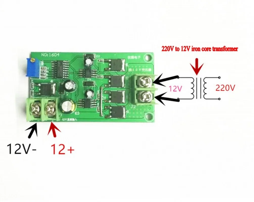 Full-bridge 50HZ bridge 12V inverter drive board direct drive single winding transformer 12V boost 220V