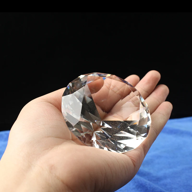 80mm 3.15 Inch Clear Crystal Diamond Shape Paperweight Glass Gem Display Ornament Wedding Art CraftHome Decoration