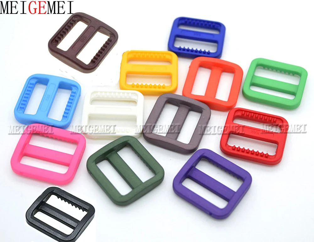 

13pcs Plastic Colorful 3/4"(20mm) Tri-Glides Slider Adjustable Buckle For Pets Collar Backpack Strap Bag Parts Accessories