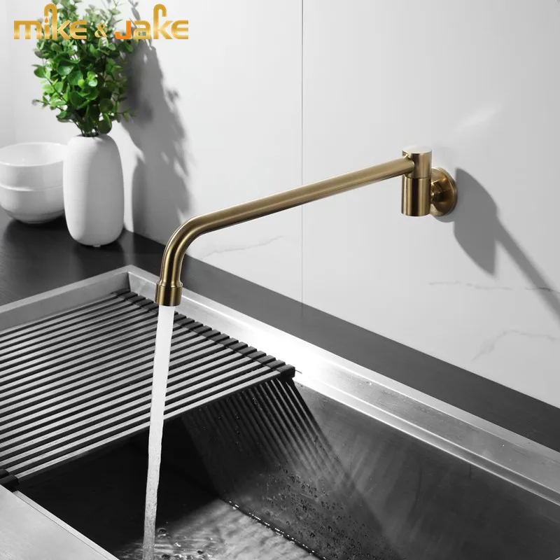 Gold brushed wall kitchen tap sing cold hotel kitchen tap single cold sink tap Semi automatic kitchen faucet for Hotel tap