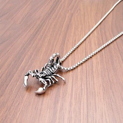 Punk 316L Stainless Steel Silver Color Black Scorpion Pendant Jewelry For Animal Gift