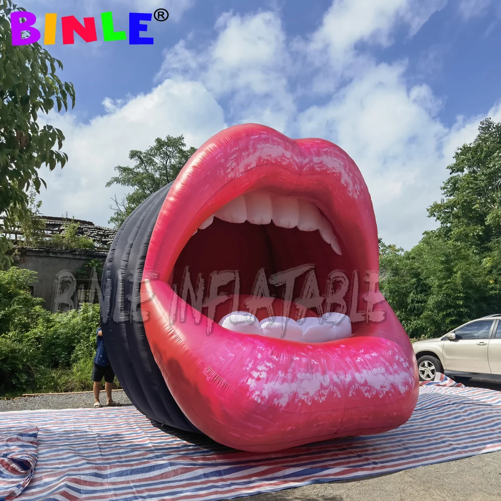 Stage background props red giant inflatable lip inflatable opening mouth for single party decororation